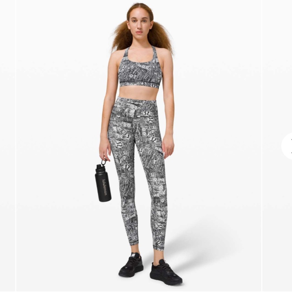 Lululemon- Sz 12- Medium Support B/D Cup- Energy Bra- Tear It Up Alpine- Blk/Wht